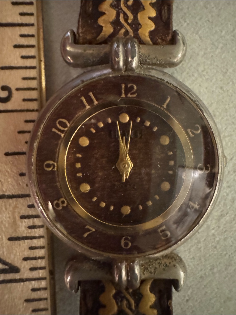 Women’s Brown Leather Watch with Decorative Dial Accents - Picture 2 of 16